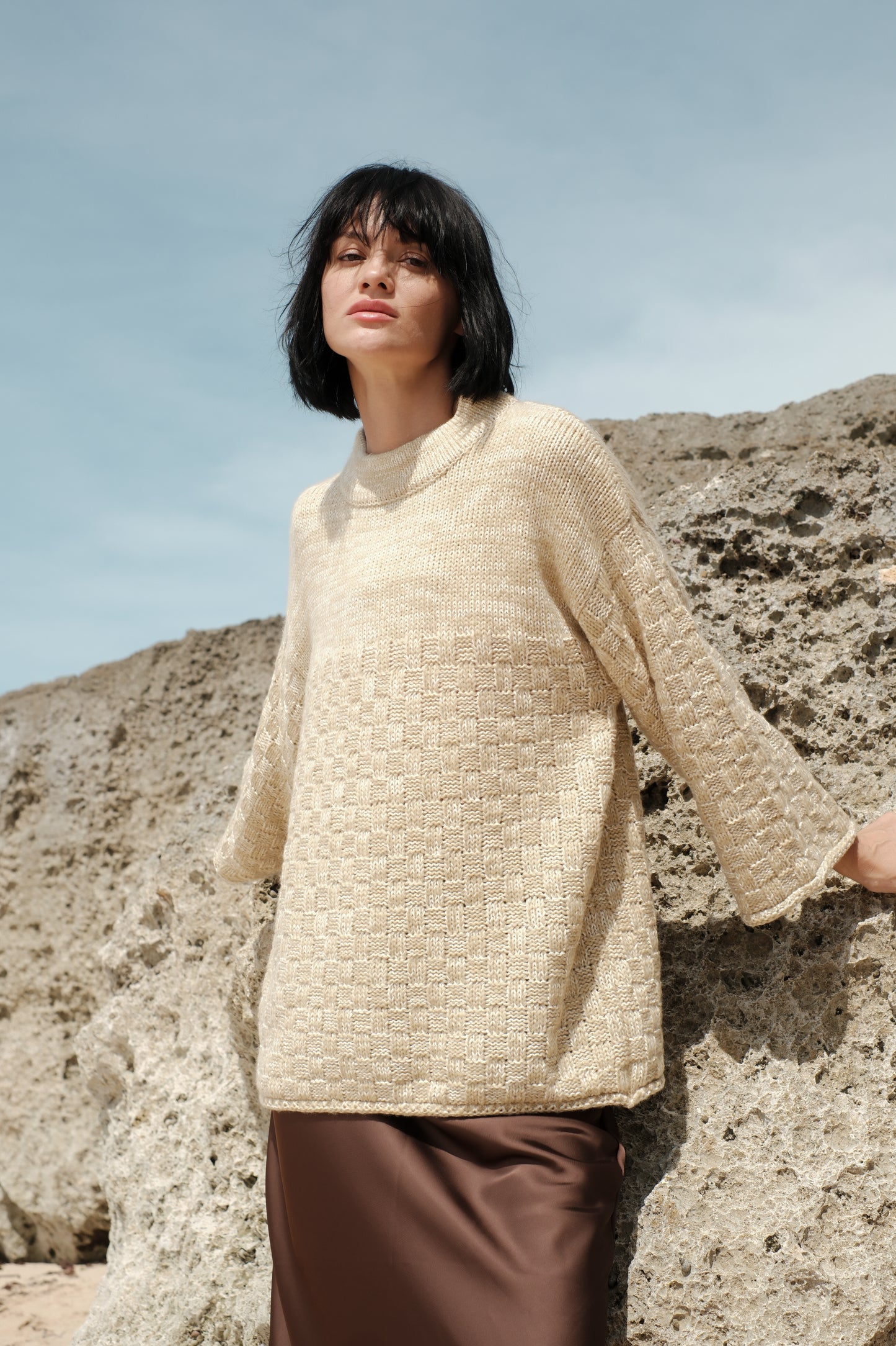 Pullover aus Naturgarn, beige
