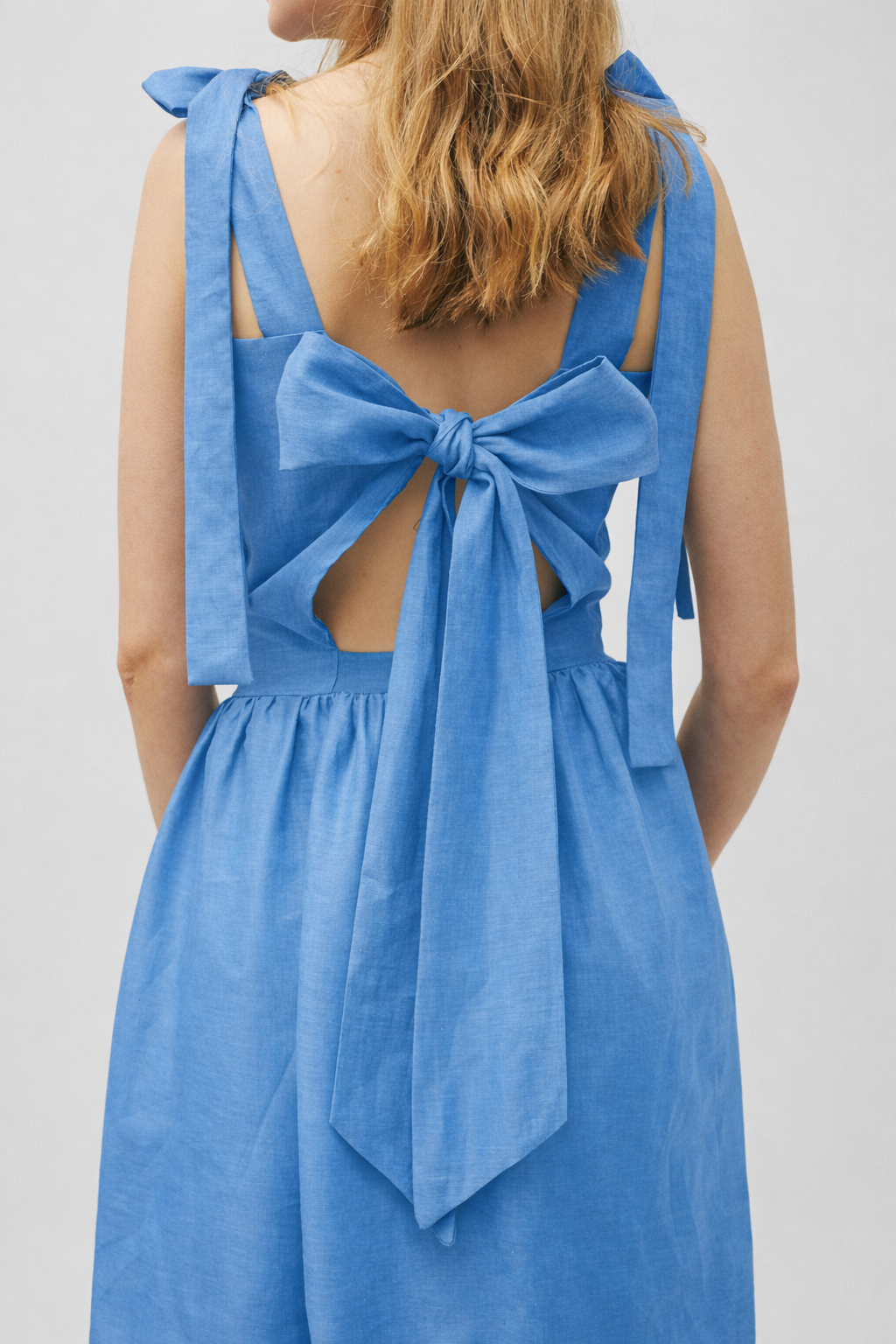 Lněné šaty s mašlemi - předobjednávka