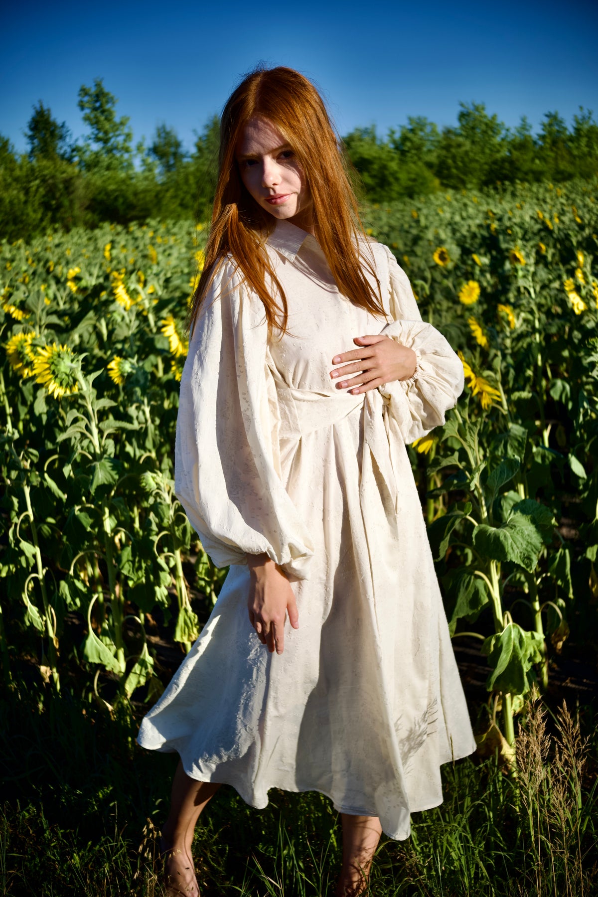 Jacquard-A-Linien-Kleid