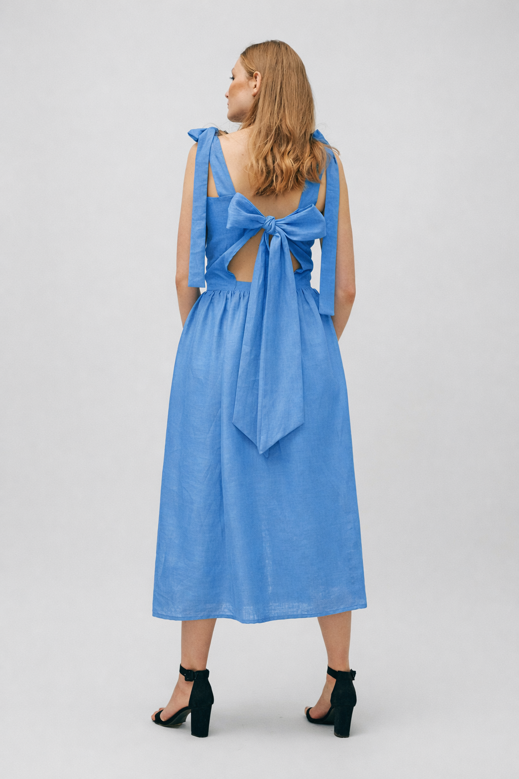 Lněné šaty s mašlemi - předobjednávka