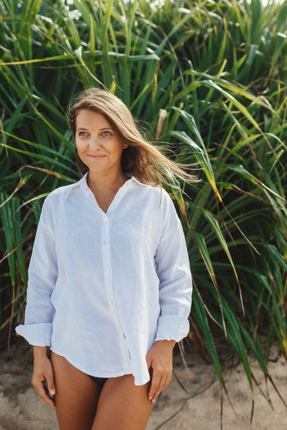 Jacquardhemd mit gerafften Ärmeln