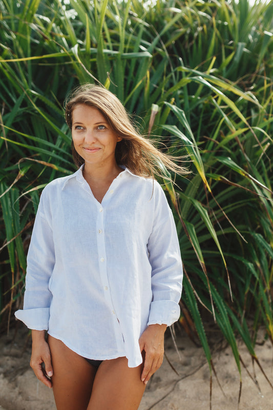 Jacquardhemd mit gerafften Ärmeln