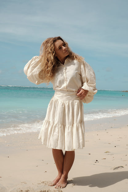 Jacquard-beiger Faltenrock