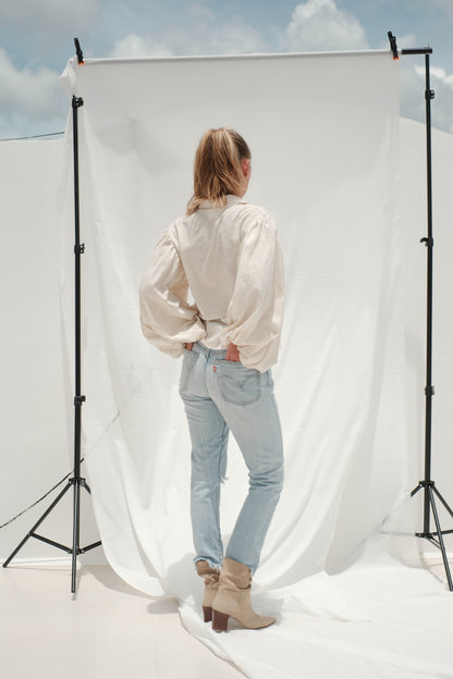 Jacquardhemd mit gerafften Ärmeln