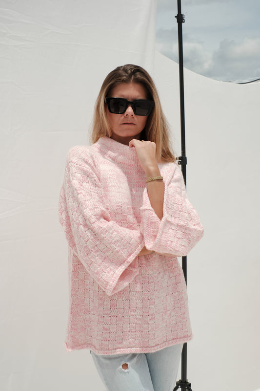 Pullover aus Naturgarn, rosa