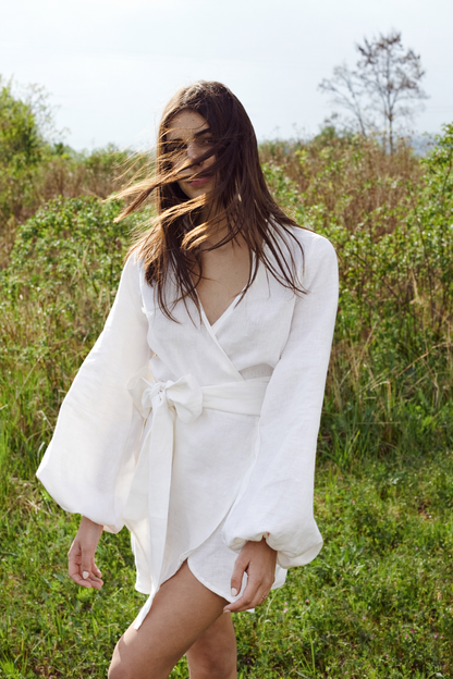 Zavinovací bílé šaty - předobjednávka