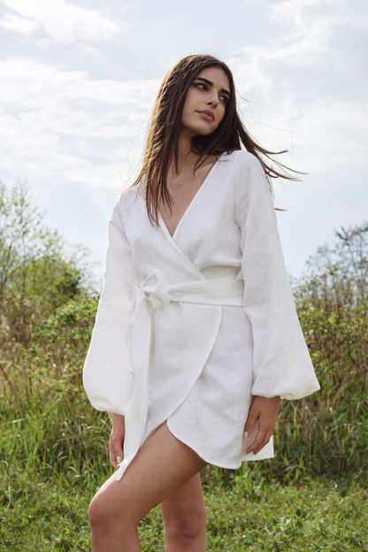 Zavinovací bílé šaty - předobjednávka