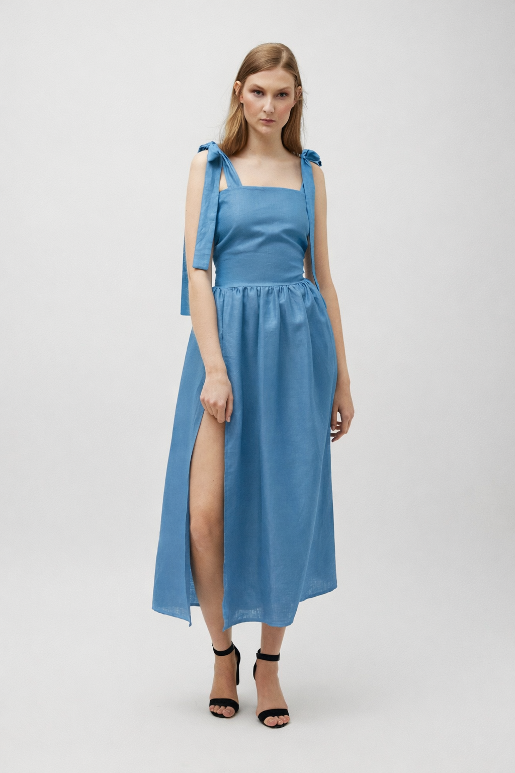 Lněné šaty s mašlemi - předobjednávka